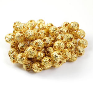 1 Strand 24k Gold Plated Designer Copper Casting Filigree Round Beads - Jewelry - 16mm 8.5 Inches GPC790 - Tucson Beads
