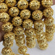 1 Strand 24k Gold Plated Designer Copper Casting Round Beads - Jewelry - 15mmx13mm 8 Inches GPC791 - Tucson Beads