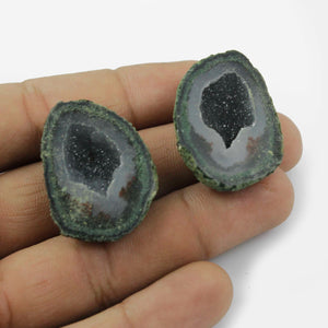 Natural Tabasco Geode Pairs -- With Sparkling Druzy Drusy Cabochon Cab Wholesale For Designer  Matching Pair  #015 - Tucson Beads