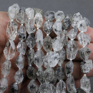 1 Full Strand Herkimer Diamond Faceted Nuggets Briolettes - Raw Diamond Beads 7mmx5mm-8mmx5mm 16 Inch br2330 - Tucson Beads