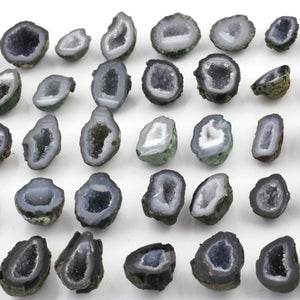 Icelandic Mermaid Micro Tabasco Geode With Agate Druzy - Geode Split In Half Rare Banded 34mmx20mm Matching Pair #028 - Tucson Beads