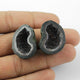 Natural Big Tabasco Geode With Agate Druzy - Geode Split In Half Rare Banded 28mmx19mm Matching Pair  #289 - Tucson Beads