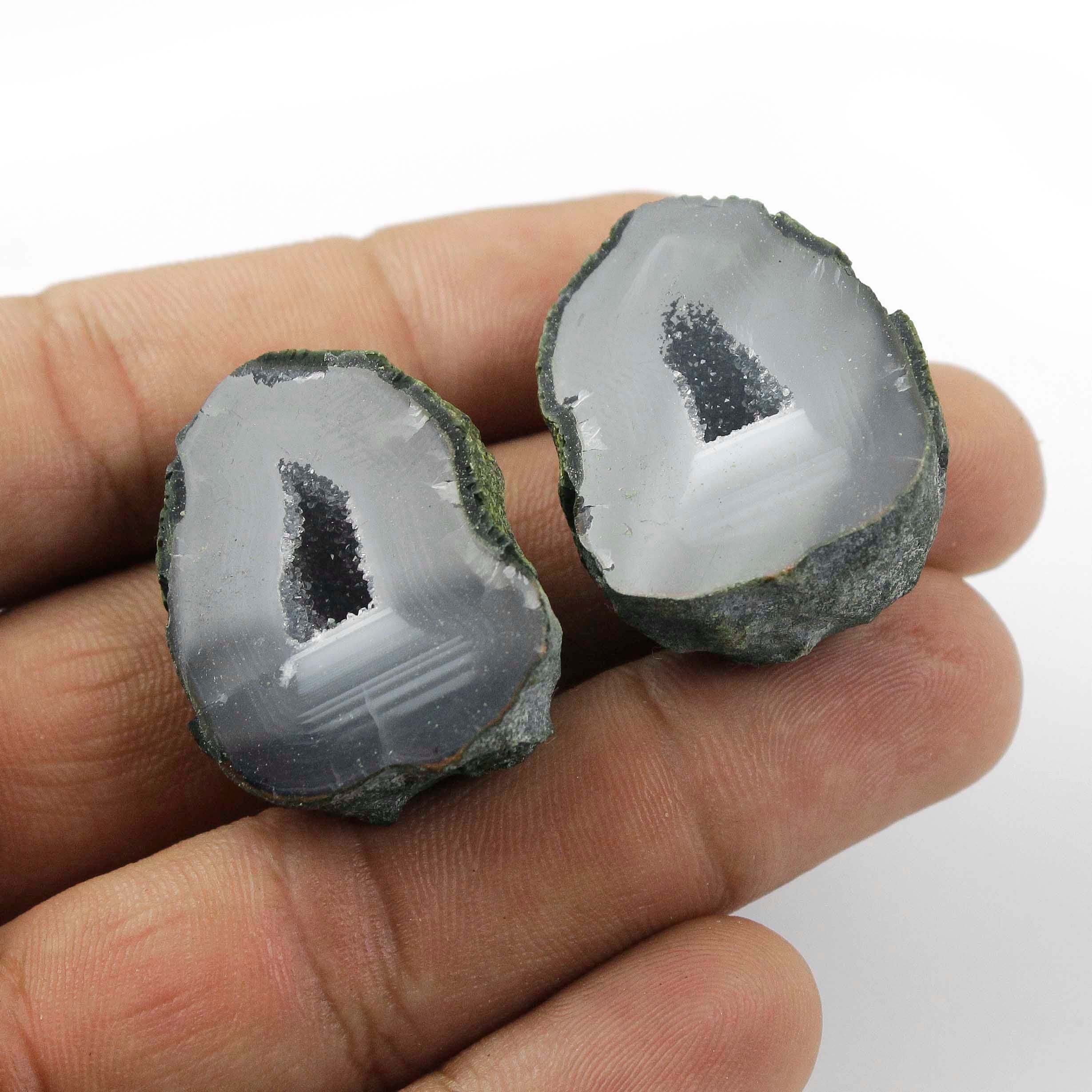 Natural Big Tabasco Geode With Agate Druzy Geode Split In Half