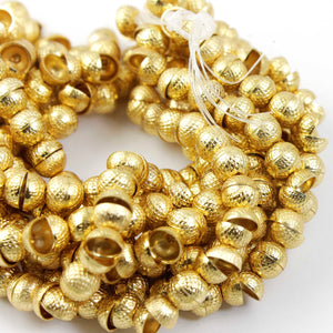 1 Strand 24k Gold Plated Designer Copper Casting Half Cap Round Beads - Jewelry- 8mmx4mm 8 Inches GPC805 - Tucson Beads