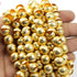 1 Strand 24k Gold Plated Designer Copper Casting Half Cap Round Beads - Jewelry- 10mmx5mm 8 Inches GPC806