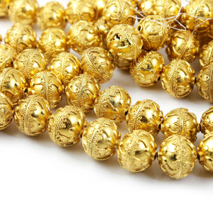1 Strand 24k Gold Plated Designer Copper Casting Round Ball Beads - Jewelry Making- 18mmx16mm 8 Inches GPC809 - Tucson Beads