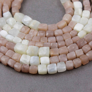 1 Strand Multi Moonstone Faceted Cube Briolettes - Muti Moonstone Box Shape Beads 6mmx6mm-11mmx10mm 8 inches BR2480 - Tucson Beads