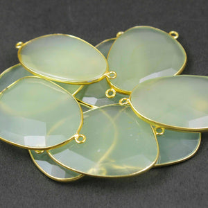 9 Pcs Green Chalcedony 24k Gold Plated Faceted Assorted Shape Double Bail Connector  36mmx22mm-40mmx28mm PC119 - Tucson Beads