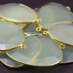 9 Pcs Green Chalcedony 24k Gold Plated Faceted Assorted Shape Double Bail Connector  36mmx22mm-40mmx28mm PC119 - Tucson Beads