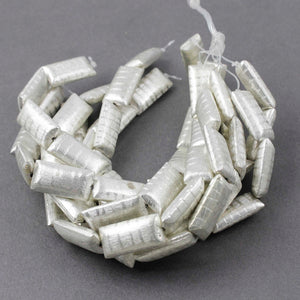 1 Strand Rectangle Scratch Beads 925 Silver Plated On Copper 24mmx12mm - 8 inch Strand GPC829 - Tucson Beads