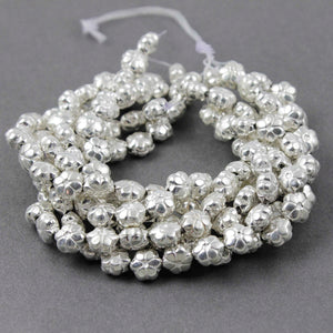 2 Strands Flower Beads 925 Silver Plated On Copper - Finest Quality 9mmx8mm 8 inch Strand GPC838 - Tucson Beads