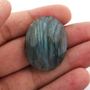 Amazing Labradorite Cabochon,Blue Fire,Blue Flash,Faceted Oval Shape,Loose Gemstone Cabochon,Green,Yellow Flash Fire,Wire Wrap LGs340 - Tucson Beads