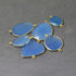 9 Pcs Blue Chalcedony Faceted Fancy Shape 24k Gold Plated Double Bail Connector - Blue Chalcedony 34mmx29mm-43mmx27mm PC383