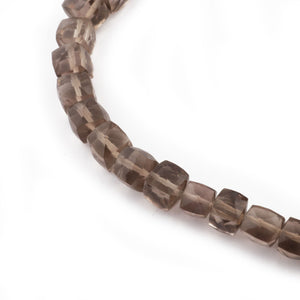 1 Strand Smoky Quartz Faceted  Cube Briolettes - Box Shape Beads 6mm-7mm 8 Inches BR1828 - Tucson Beads
