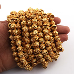 1 Strand 24k Gold Plated Designer Copper Casting Half Cap Beads - Jewelry- 10mmx5mm 8 Inches GPC433 - Tucson Beads
