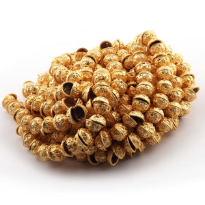 1 Strand 24k Gold Plated Designer Copper Casting Half Cap Beads - Jewelry - 11mmx5mm 8 Inches GPC501 - Tucson Beads