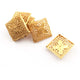 5 Pcs Copper Square Charm - 24k Matte Gold Plated - Copper Gold Square With Cutwork Design Pendant 27mm GPC309 - Tucson Beads