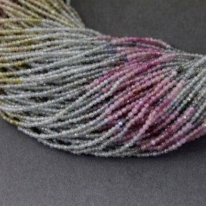 1 Strand Multi Sapphire Faceted Rondelles - Multi Sapphire Gemstone Roundels 2mm 12.5 Inch Strand RB004 - Tucson Beads