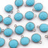 15 Pcs Turquoise Oxidized Sterling Silver Faceted Round Single Bail Pendant & Connector - 14mmx11mm SS422