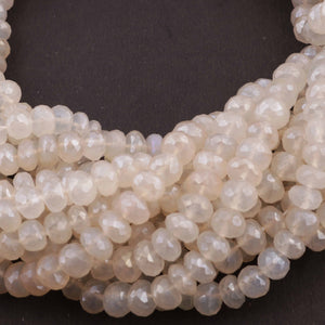 1 Strand Silverite Chalcedony Faceted Rondelle  - Roundelle Beads 6mm-7mm 13 Inches BR881 - Tucson Beads