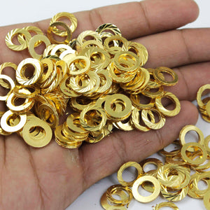 20 Pcs Copper Designer Round Charm With Big Hole - Round Charm With Big Hole in 24k Gold Plated 11mm - GPC881 - Tucson Beads