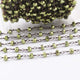 5 Feet Green Pyrite Black Wire Wrapped Rosary Beaded Chain-  Green Pyrite Rosary Chain SC333 - Tucson Beads