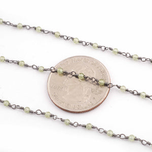 5 Feet Peridot 2mm Beaded chain, Black Wire Wrapped Rosary Style Beaded Chain, Black Plated Chain, Necklace chain, Gift for her SC266 - Tucson Beads