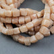 1 Strand Peach Moonstone Cube Briolettes - Box Shape Beads 8mm-9mm 8 Inches BR1900 - Tucson Beads