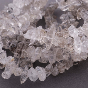 1 Strand AAA++ Quality Herkimer Diamond Quartz Nuggets, 4mmx5mm-12mmx4mm Center Drilled Beads - Herkimer Rough Stone BR1651 - Tucson Beads
