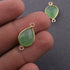 10 Pcs Green Chalcedony 925 Sterling Vermeil Faceted Pear Drop Pendant Connector - 18mmx11mm- 20mmx11mm SS610