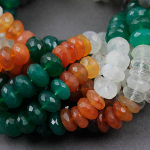 1 Strand Excellent Quality Multi Stone Faceted Rondelles - Mix Stone Roundles Beads 8mm-9mm 9 Inches BR2095 - Tucson Beads