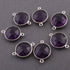 5 Pcs  Amethyst Faceted Round 925 Sterling silver Double bail connector --Amethyst Faceted connector 21mmx15mm  SS650