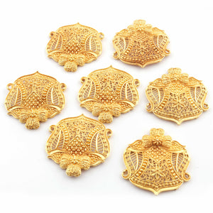 5 Pcs Designer Copper Casting Fancy Charm  - 24k Gold Plated  - Copper Fancy With Filigree Design Charm  40mmx39mm GPC898 - Tucson Beads