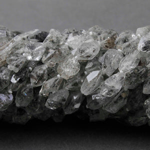 1 Strand Herkimer Diamond Faceted Front Side Drill Briolettes - Raw Diamond Beads 9mmx8mm-13mmx8mm 13.5 Inches br2357 - Tucson Beads