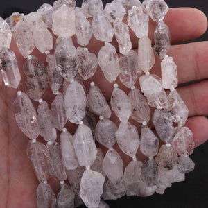 1 Strand AAA Quality Herkimer Diamond Quartz Nuggets, 12mmx10mm-23mmx8mm Center Drilled Beads - Herkimer Rough Stone BR2385 - Tucson Beads