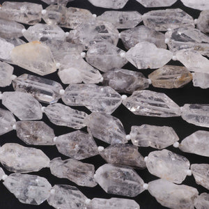 1 Strand AAA Quality Herkimer Diamond Quartz Nuggets, 12mmx10mm-23mmx8mm Center Drilled Beads - Herkimer Rough Stone BR2385 - Tucson Beads
