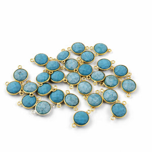 10 Pcs Turquoise 925 Sterling Vermeil Faceted Round Double Bail Cnnector -  17mmx11mm SS730 - Tucson Beads
