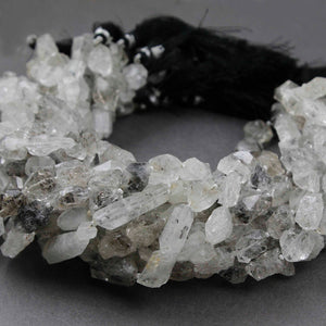 1 Strand New Herkimer Diamond Faceted Front Side Drill Briolettes - Raw Diamond Beads 12mmx11mm-33mmx9mm 14 Inches br2539 - Tucson Beads