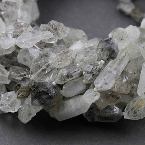 1 Strand New Herkimer Diamond Faceted Front Side Drill Briolettes - Raw Diamond Beads 12mmx11mm-33mmx9mm 14 Inches br2539 - Tucson Beads