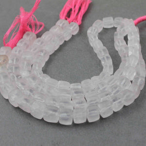 1 Strand Rose Quartz Faceted Cubes Beads Briolettes - Box Shape Beads 7mm-10mm 8 Inches BR2499 - Tucson Beads