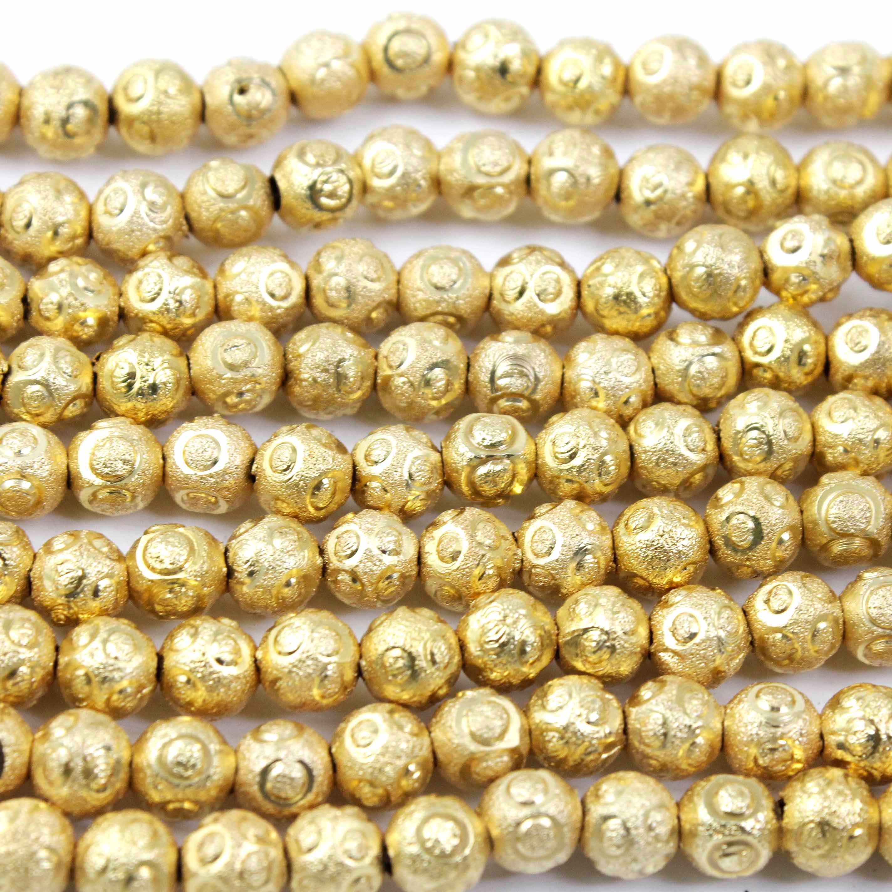 1 Strand 24k Gold Plated Designer Copper Casting Round Ball Beads