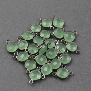 5 Pcs Green Chalcedony Faceted Oxidized Sterling Silver Connector 15mmx9mm SS749 - Tucson Beads