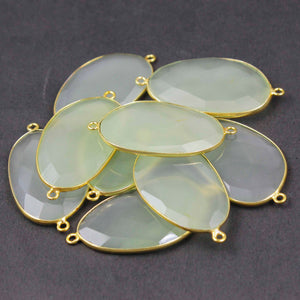 9 Pcs Green Chalcedony 24k Gold Plated Faceted Fancy Shape Double Bail Connector  40mmx20mm-41mmx22mm PC178 - Tucson Beads