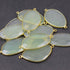 10 Pcs Green Chalcedony 24k Gold Plated Faceted Fancy Shape Double Bail Connector  37mmx22mm-39mmx20mm PC170
