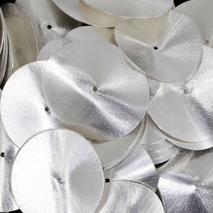 8 Pcs Wavy Disc Beads  925 Silver Plated On Copper -Potato Chips Beads -Loose Wave Disc Beads  50mmx45mm GPC939 - Tucson Beads