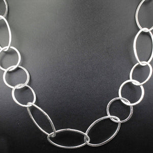 AAA Quality 3 Necklace Top Quality 3 Feet Each Silver Plated on Copper Marquise Shape with Round Circle Link Chain - Each 36 inch GPC942 - Tucson Beads