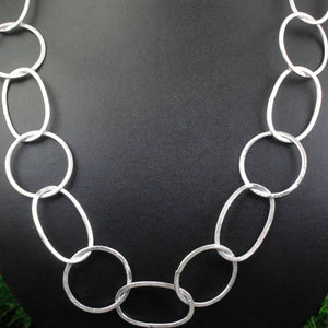 AAA Quality 5 Necklace Top Quality 3 Feet Each Silver Plated on Copper Rectangle Shape with Round Circle Link Chain - Each 36 inch GPC929 - Tucson Beads