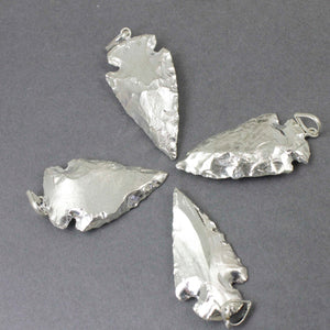 7 PCS Silver Jasper Arrowhead Fully Silver Plated Pendant -  Electroplated With Silver Edge - 47mmx22mm-41mmx23mm AR352 - Tucson Beads