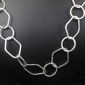 AAA Quality 2 Necklace Top Quality 3 Feet Each Silver Plated on Copper Hexagon Shape with Round Circle Link Chain - Each 36 inch GPC930 - Tucson Beads