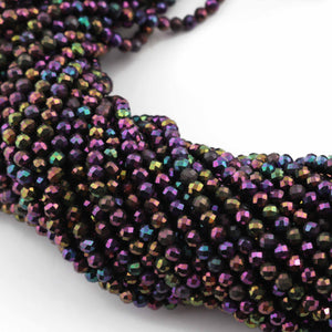 5 Strands Black Spinel Pink Coated Faceted Balls Beads,  Gemstone Rondelles, Semi Precious Beads  3mm 13 inch strand RB343 - Tucson Beads